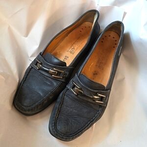 Mephisto Black Leather Loafers Metal Horse Bit Buckle Cool Air Sz 9